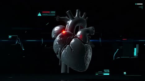 3d model of a human heart with diagnostic interface