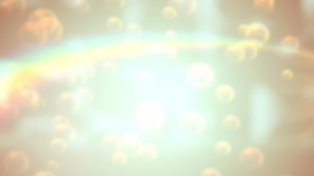 Purple green dots entering, other dots growing, layering, forming dense field over soft cloud