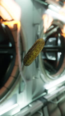 pepinillo en el espacio: una escena surrealista de ciencia ficción