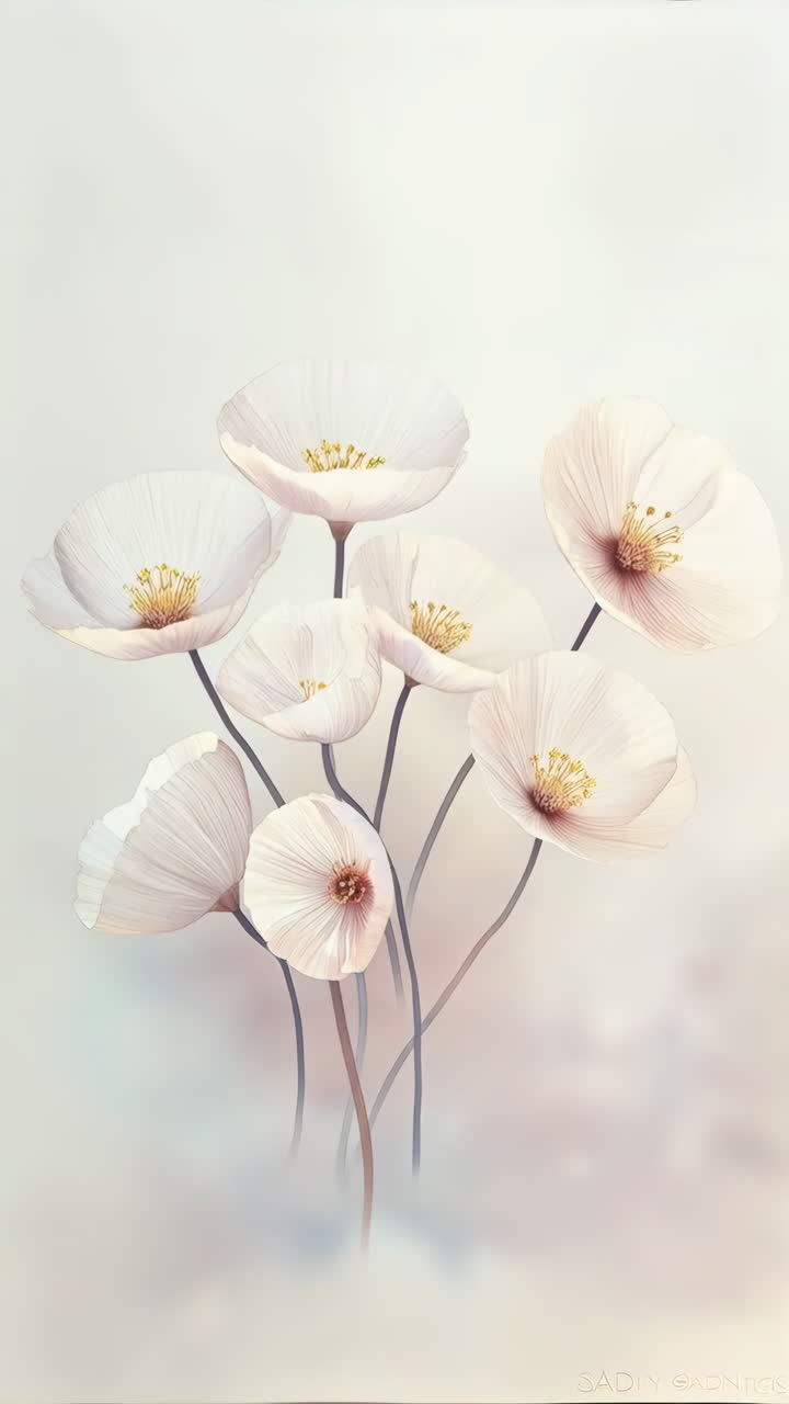 Arte Floreale di Papaveri Bianchi Eterei