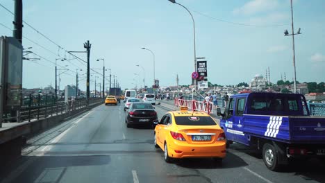 drive pov in istanbul over golden bridge