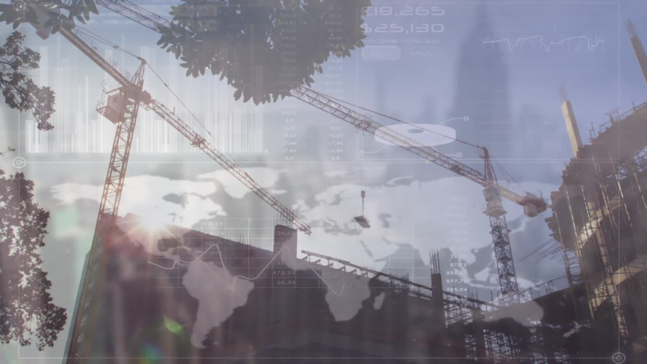 건설 현장에서 금융 데이터 처리의 애니메이션