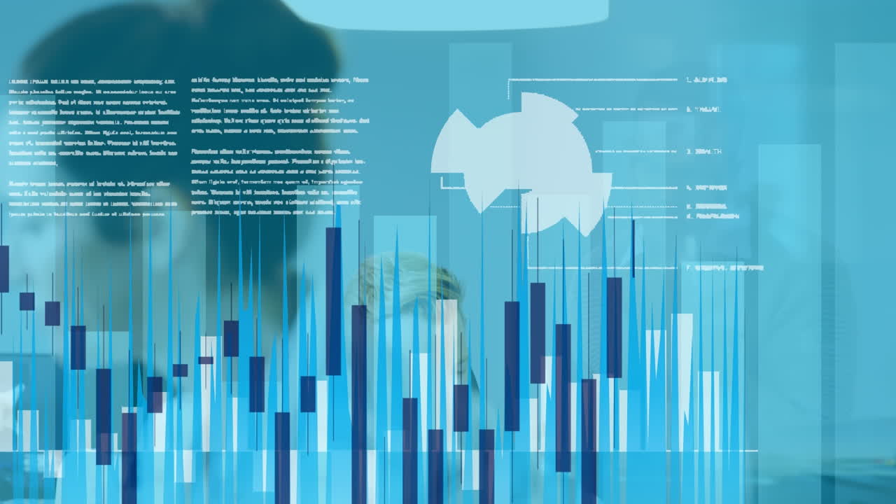 animación de datos en línea sobre diversas personas de negocios