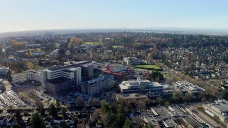 BIrd's-Eye-View-Of-BC-Children's-Hospital-And-BC-Women's-Hospital,-A-Medical-Facility-In-Vancouver,-Canada