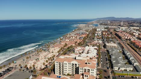 sideways aerial view over oceanside california