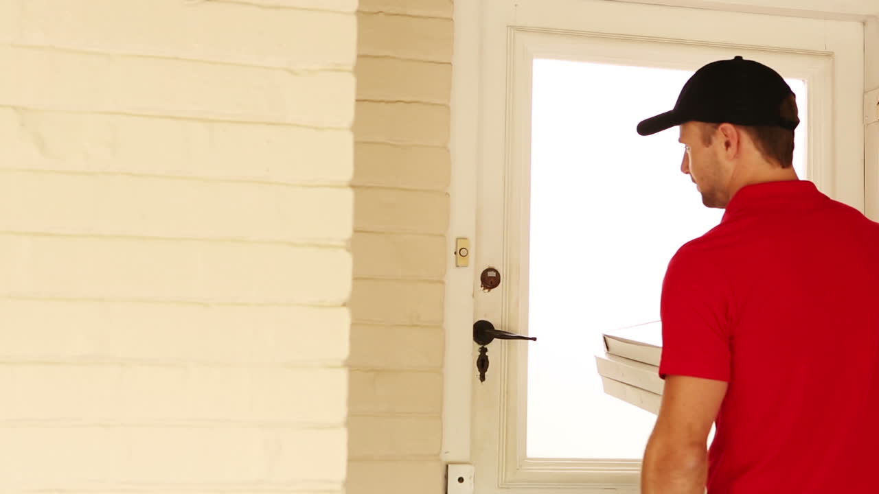 el repartidor de pizzas está entregando pizzas.