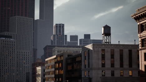 summer day time cityscape of financial downtown