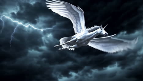 winged horse in a storm