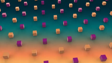 Moving-3D-cubes-on-orange-and-blue-background