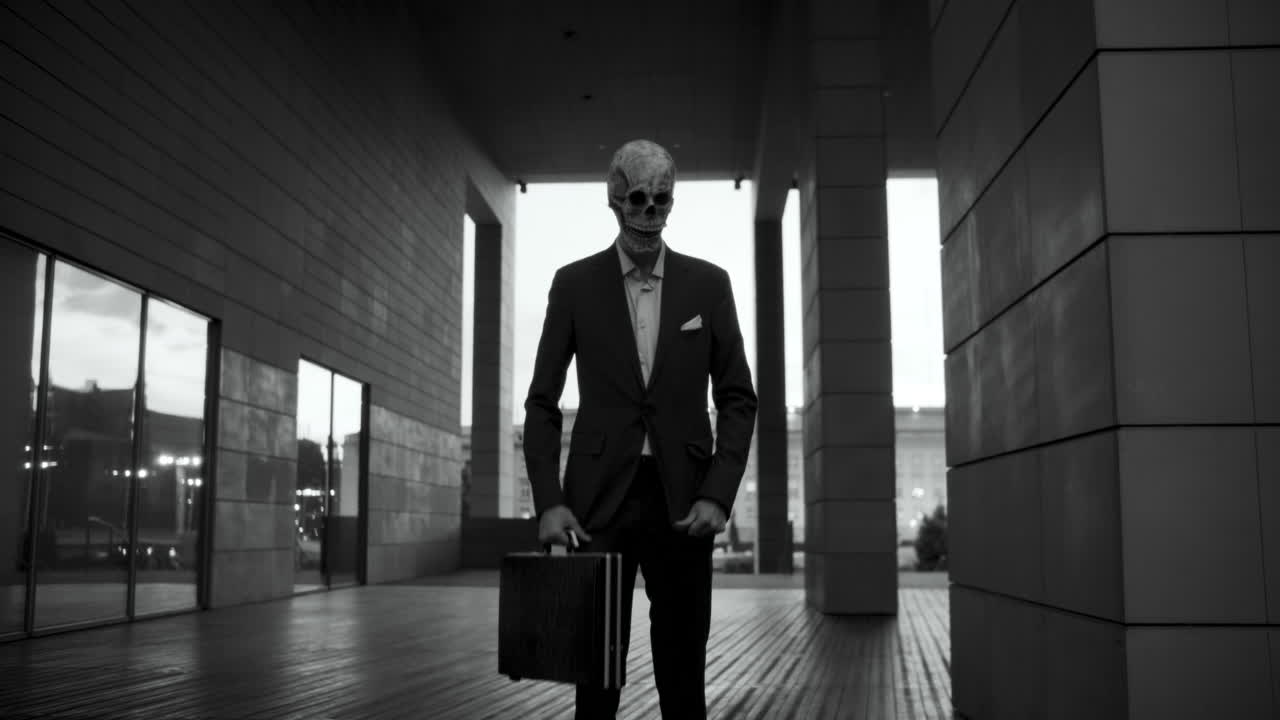 Businessman in a Skull Mask