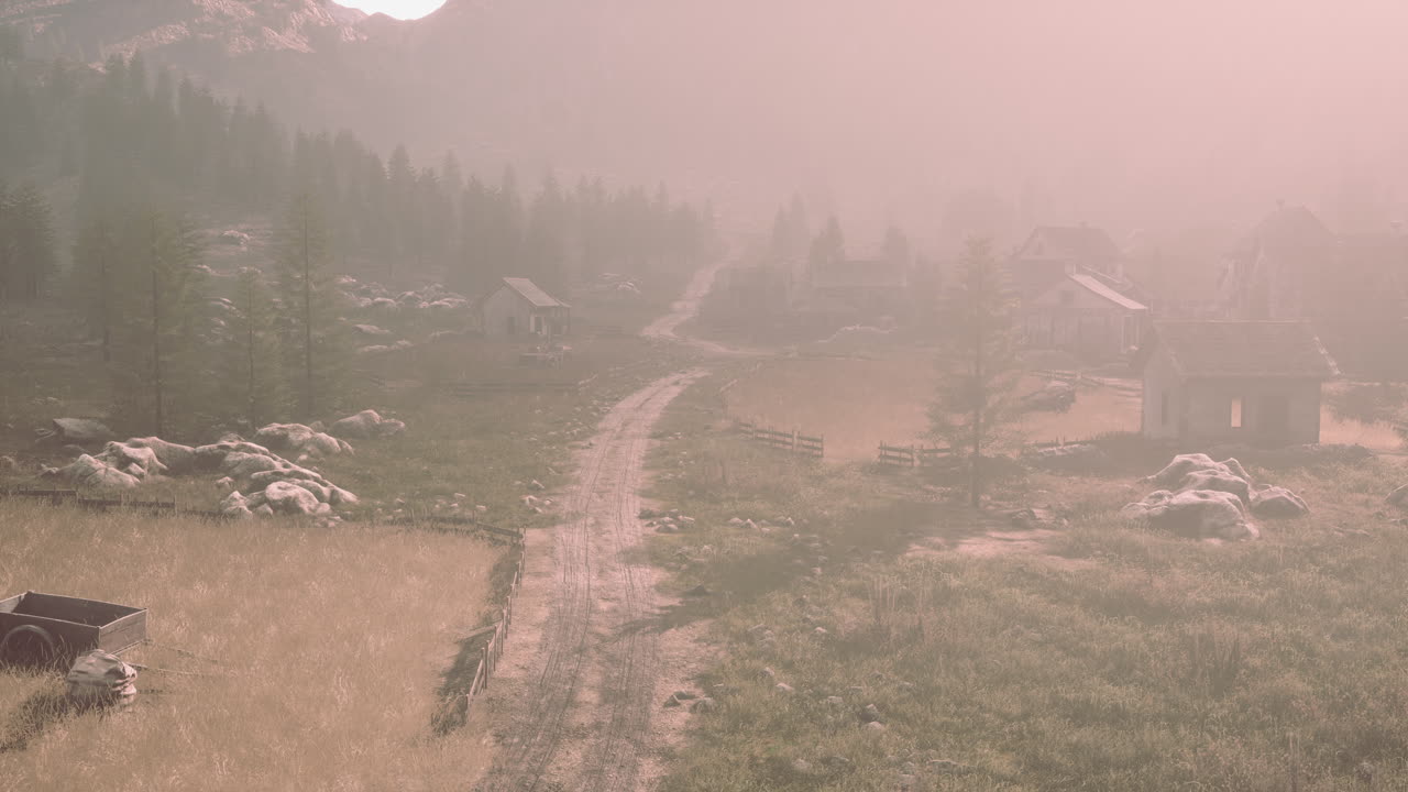 스위스 산 마을 의 공중 전망