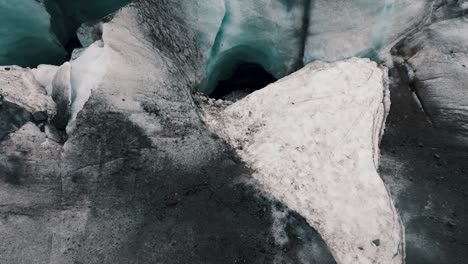 glaciar vinciguerra ice field and cave in ushuaia, tierra del fuego, argentina - drone shot