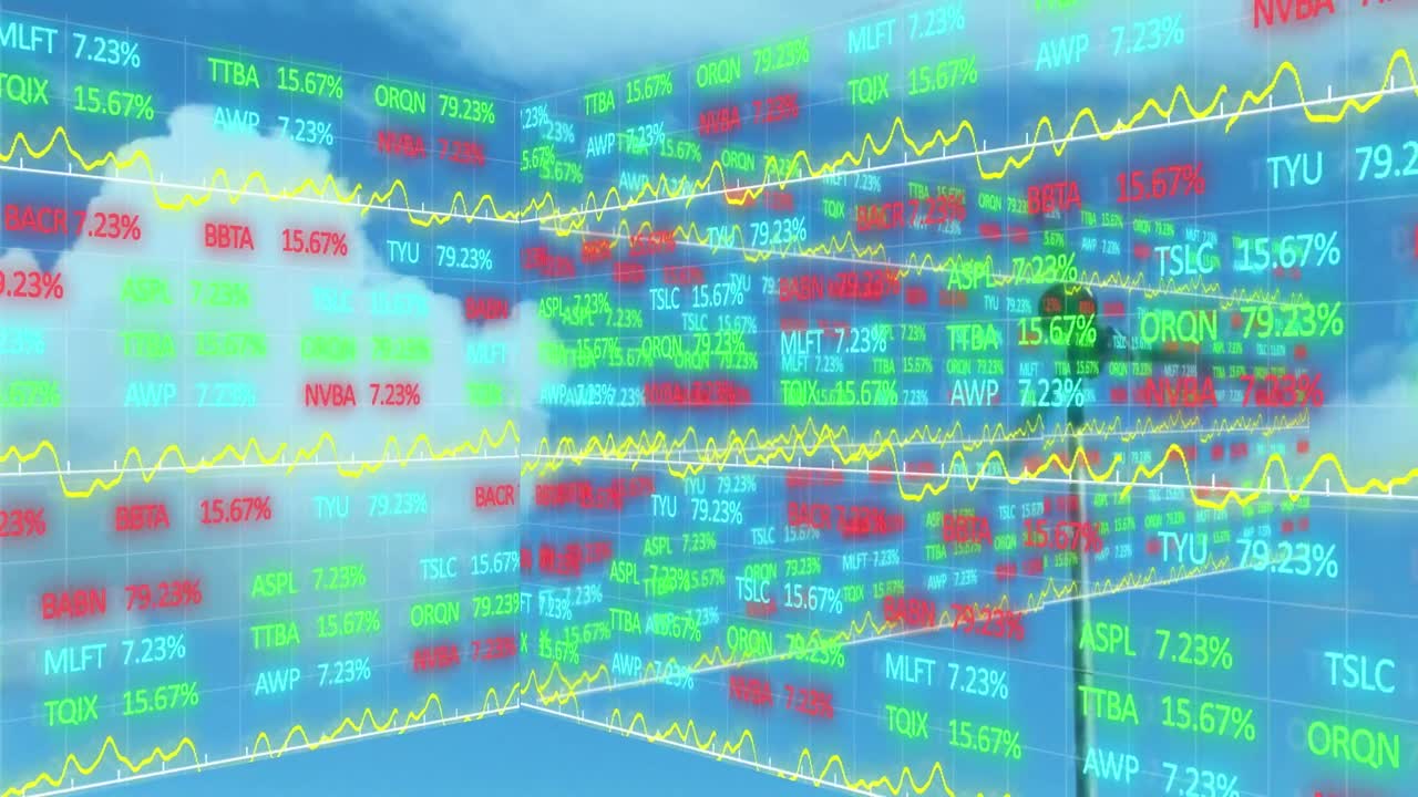 풍력 터빈을 통해 통계 및 데이터 처리의 애니메이션