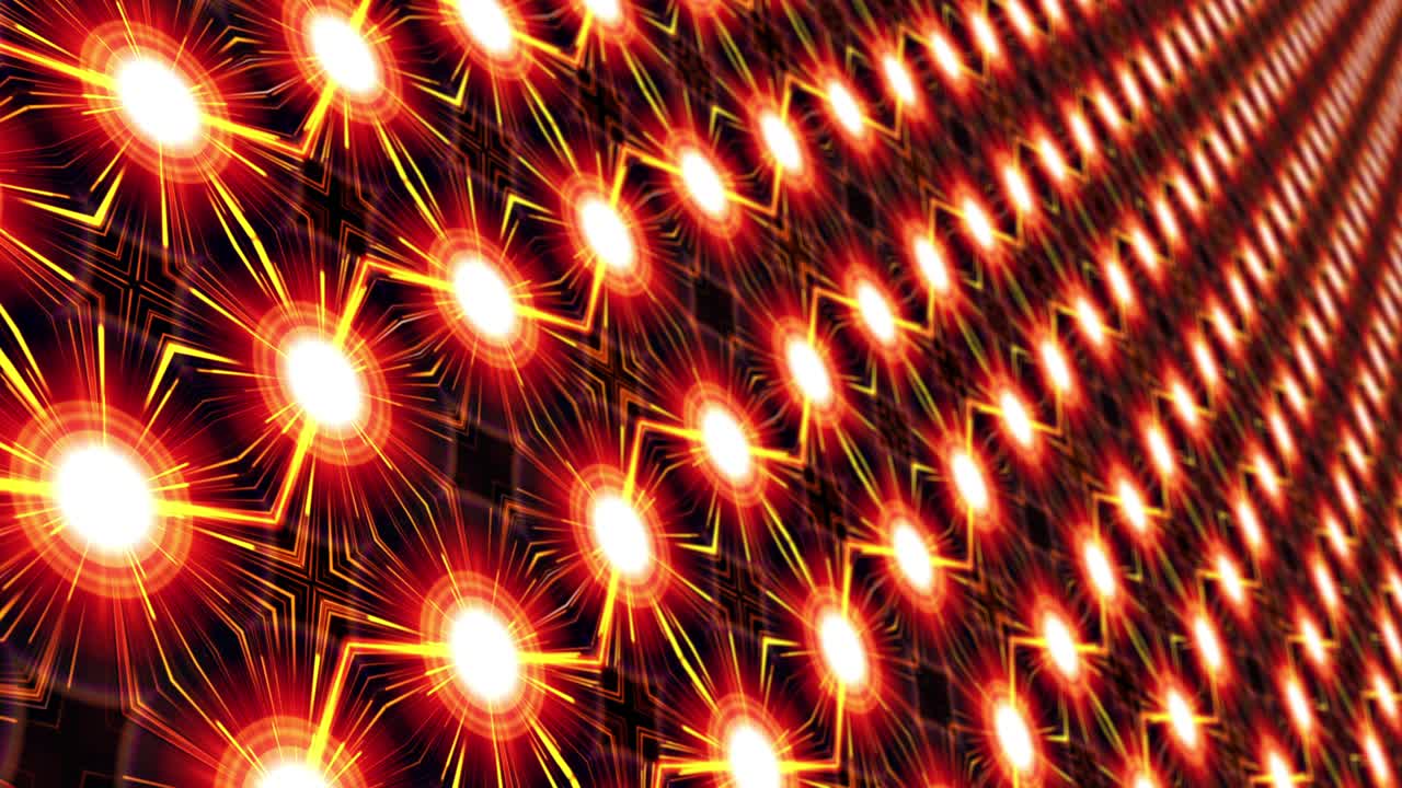 imitación de superficie de matriz de luz brillante digital que repite el fondo abstracto de renderización de perspectiva 4k 3d de la pared de video led rgb. fondo de animación de movimiento de tecnología futurista con bucle creativo.