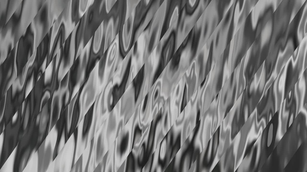 Monochromatic abstract background with diagonal ripples and wave-like distortions. The grayscale tones and fluid lines create a dynamic, textured effect that suggests movement and depth.