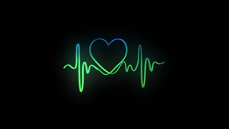 abstract seamless line heart beat. 4k video animation of pulse heart rhythm. video animation of glowing neon abstraction.