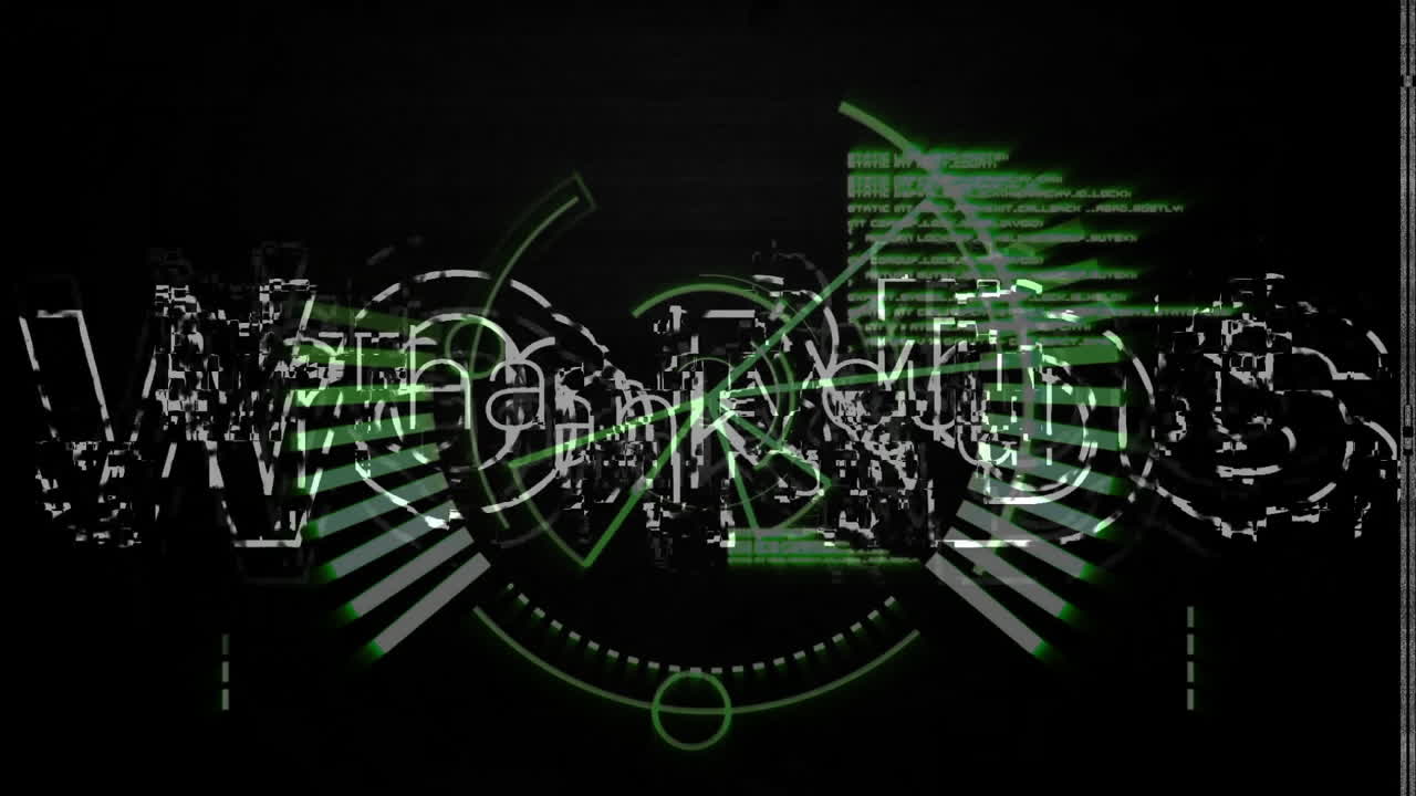 Futuristic digital interface with glitch effect and Thank You text animation