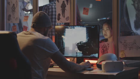 gamer couple in a design studio