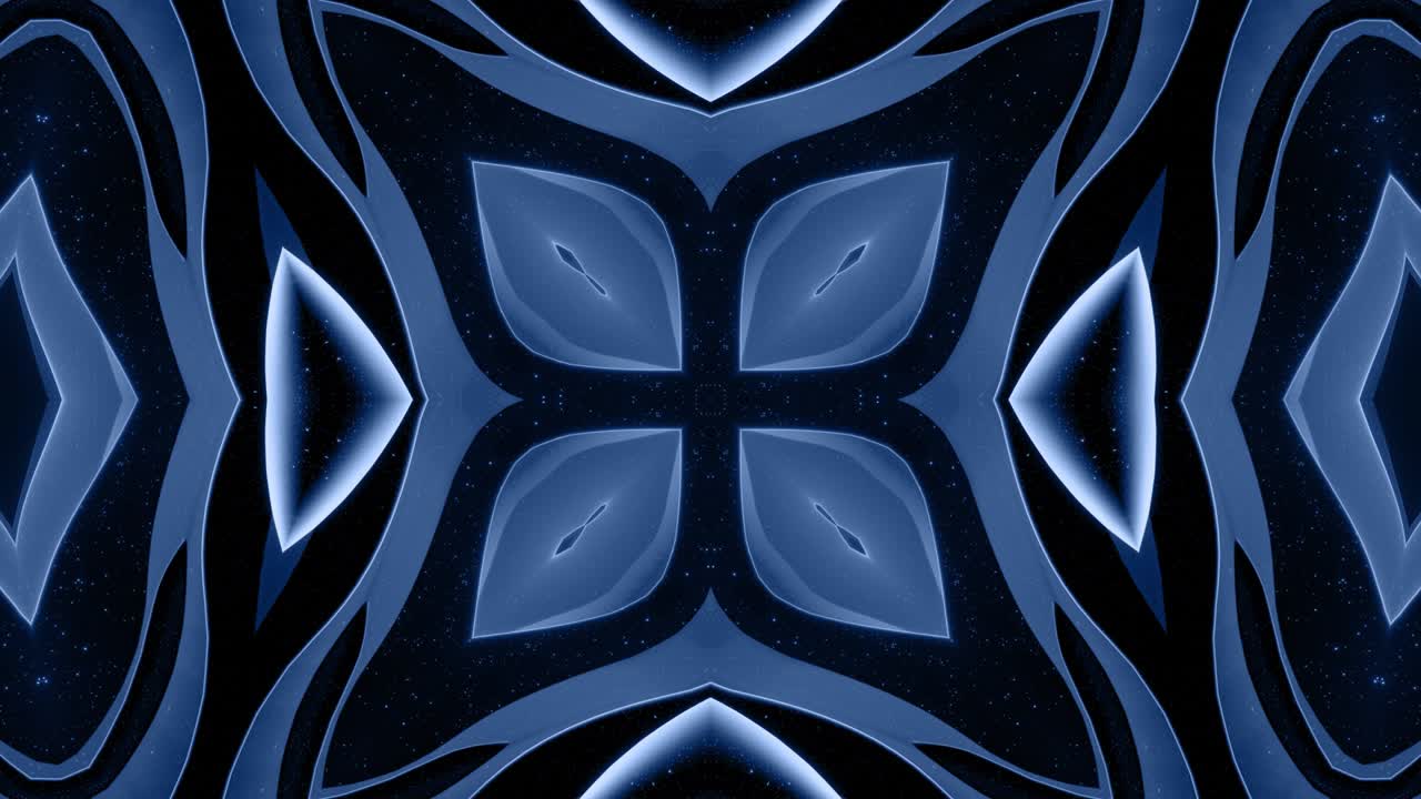Smooth looped animation of 3d abstract soft black matte 3d shape in symmetrical structure of matte material light glow glitter, changes shapes smoothly cyclical.