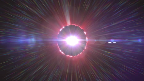 bright light burst with radial beams animation over dark background