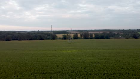 torres de alta tensión en los campos del sur de canterbury