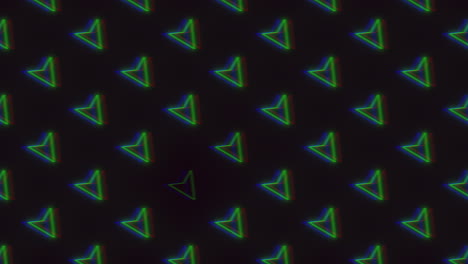 Retro-pattern-with-triangles-in-rows-and-glitch-effect-on-black-gradient