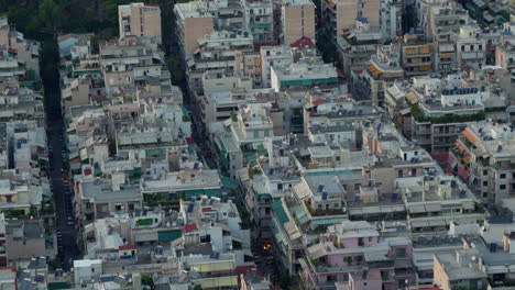 aerial view of dense athens cityscape at twilight