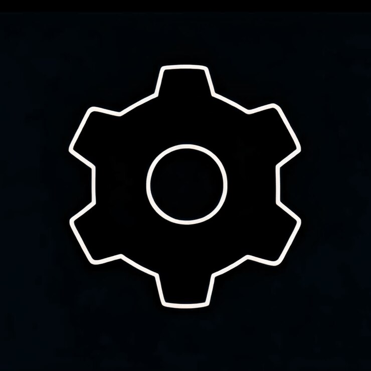 Blue gear icon design animation isolated asset, transparent 4K video, alpha channel, ProRes 4444
