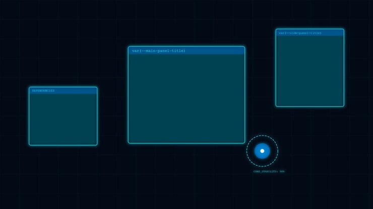Futuristic Digital Interface with Data Panels and Loading Indicator