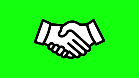 4 different animations business hands shaking icon  green screen deal greeting cooperation chroma key