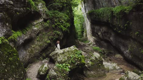 hiking through a scenic canyon