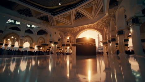 grand mosque interior at sunrise