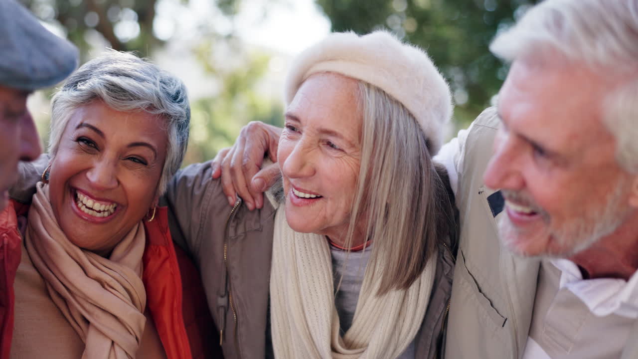 A group of happy older adults laughing together
