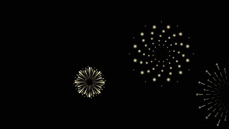 golden firework-like designs animate on black