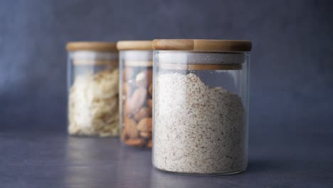 almond flour and almonds in glass jars