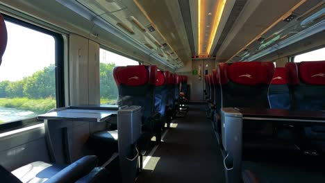 interior view of a moving train in milan