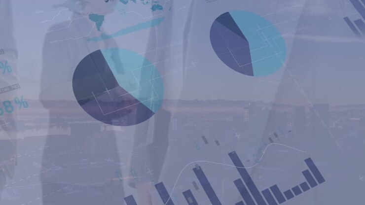 Animation af finansiel databehandling over en gruppe forretningsfolk