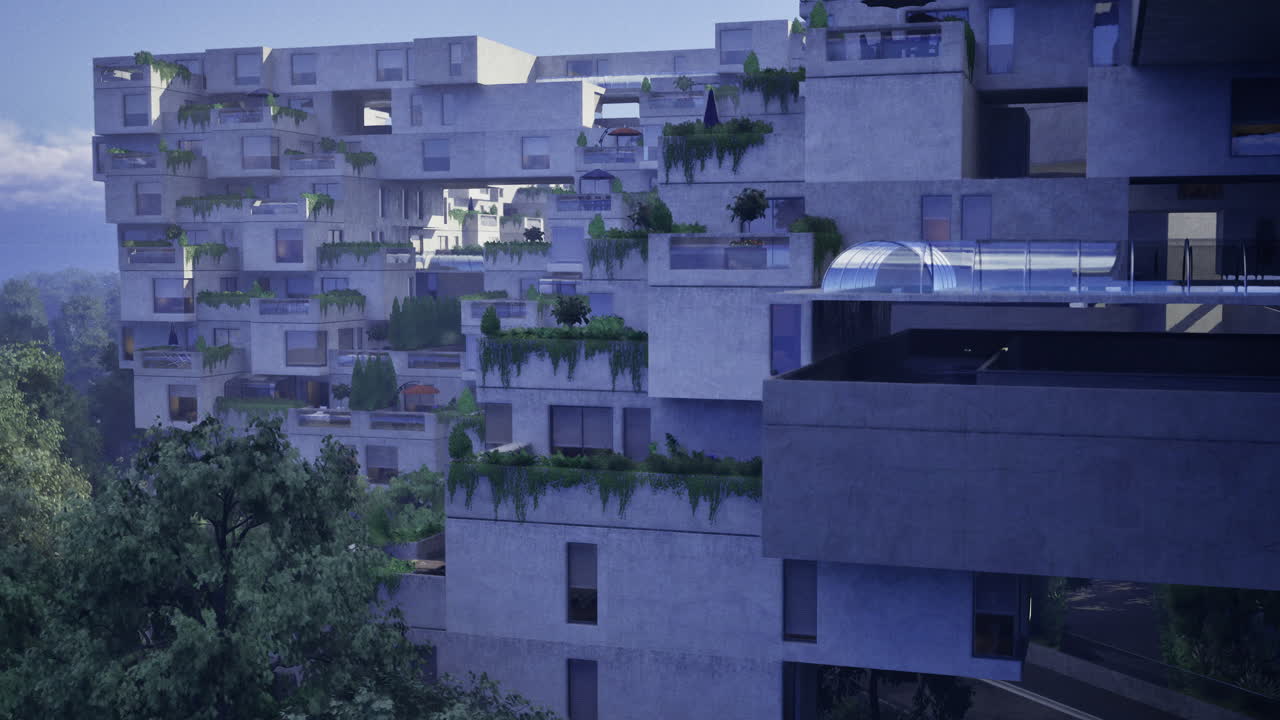 Innovative urban architecture blended with greenery in contemporary design