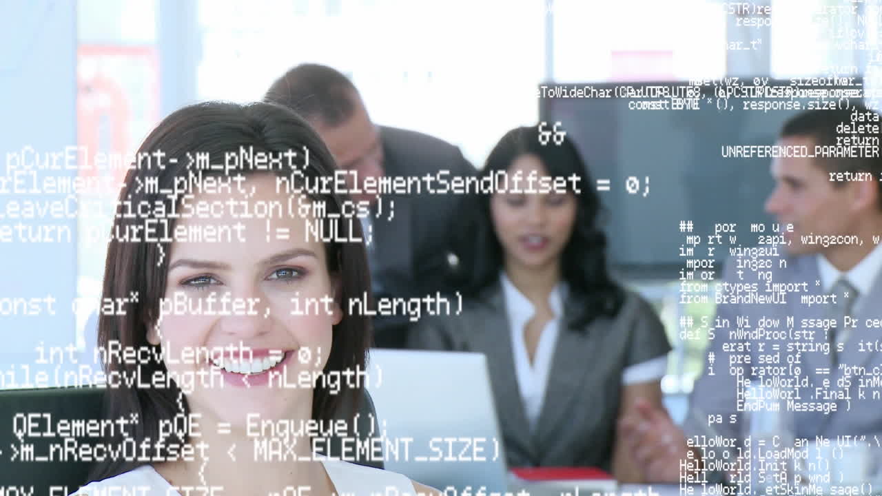 Animation of data processing over business people