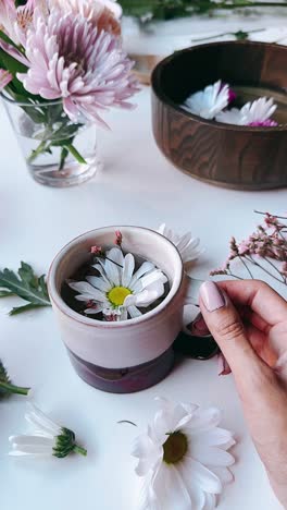 floral arrangement in a mug