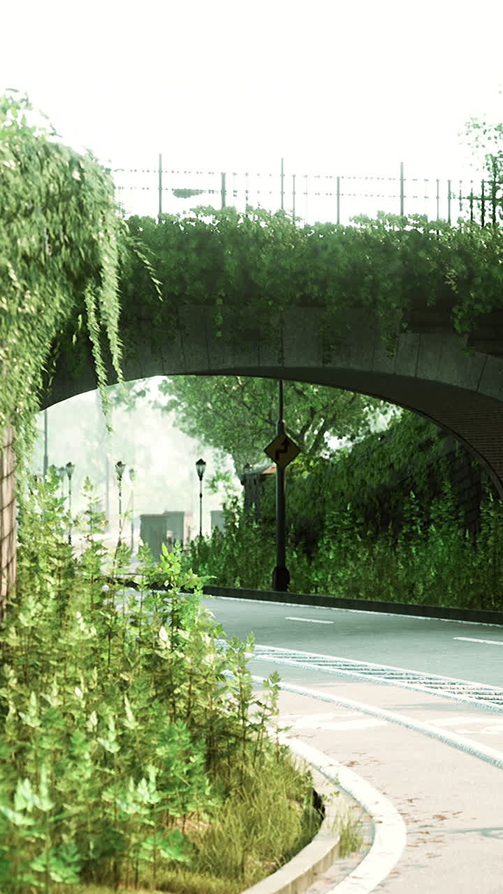 공원 에 있는 도로 를 가로지르는 돌 의 아치 다리