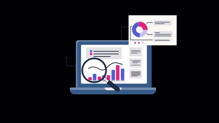 Digital Data Visualization and Business Analytics on Laptop