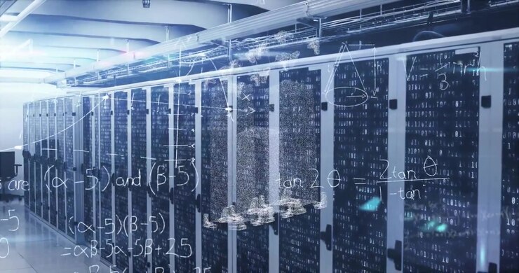 Animation of data processing over server room