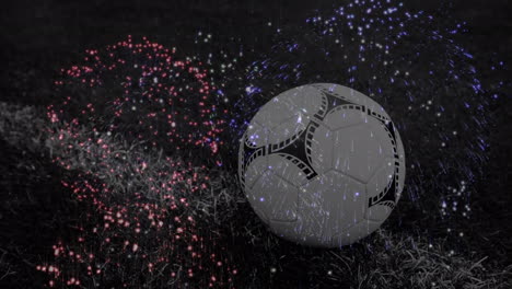 animation of fireworks and football over stadium