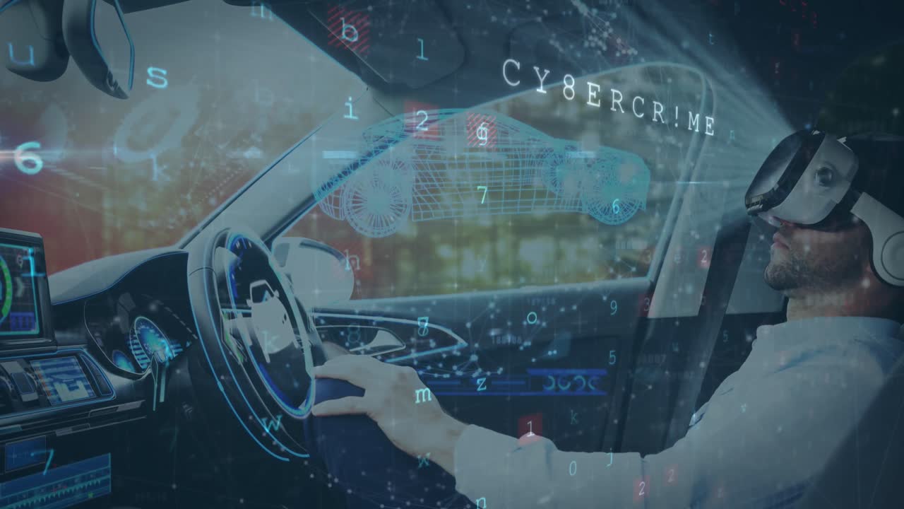 자율주행 자동차를 사용하는 vr 헤드 ⁇ 으로 정보 디스플레이의 애니메이션