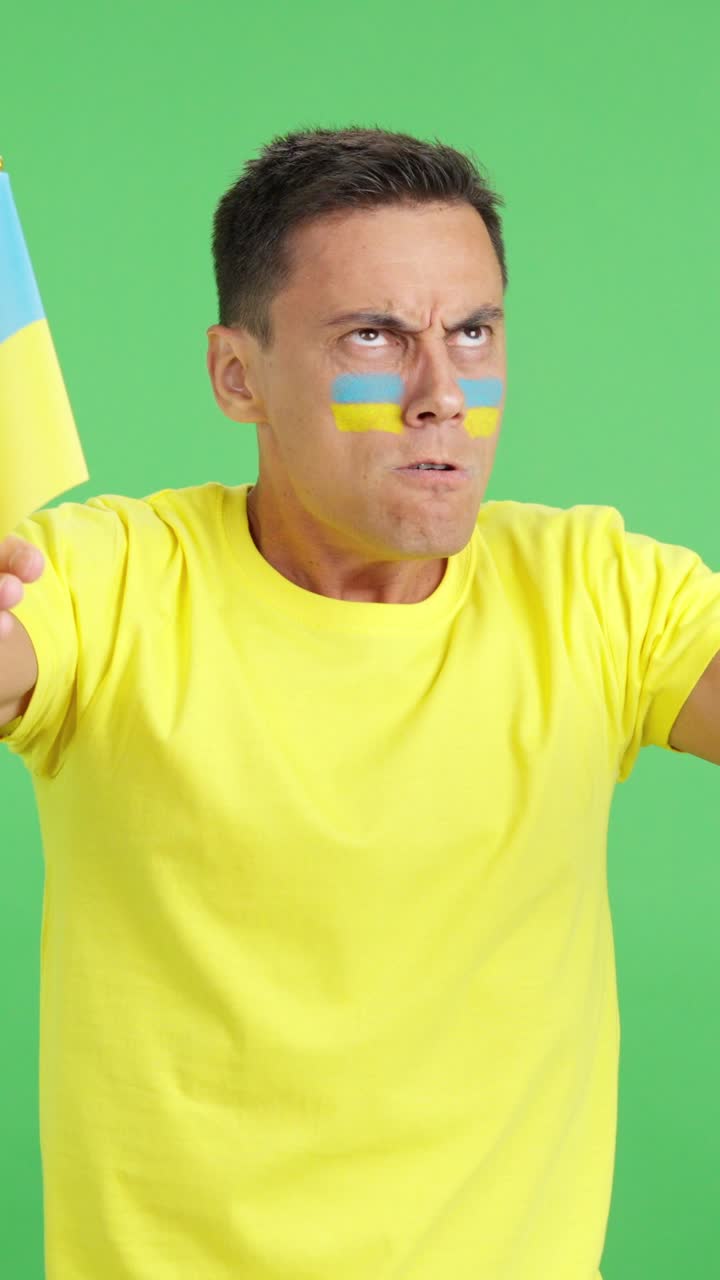 Ukrainian supporter angry with the decision of the referee