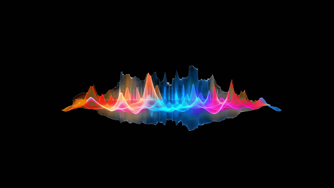 Colorful soundwave animation isolated asset, transparent 4K video, alpha channel, ProRes 4444