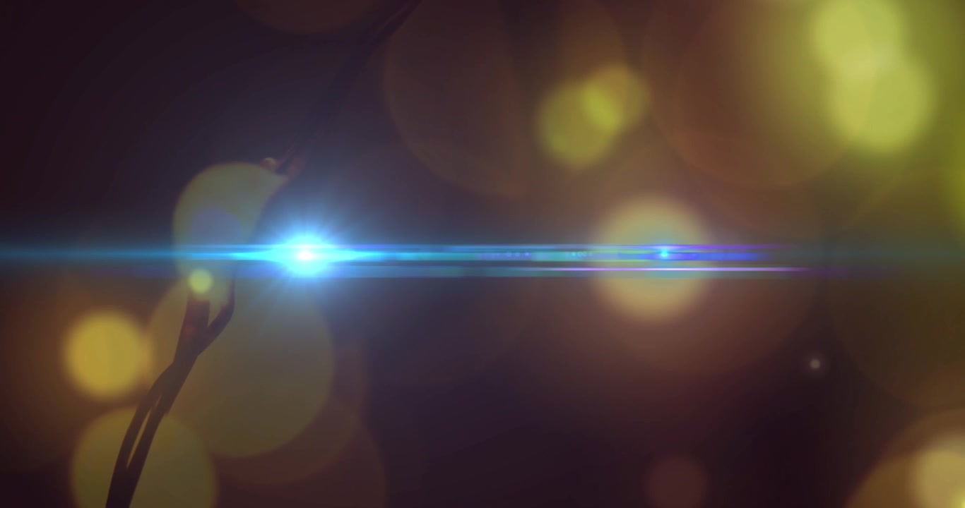 Animazione di luce blu brillante su punti luce gialli.