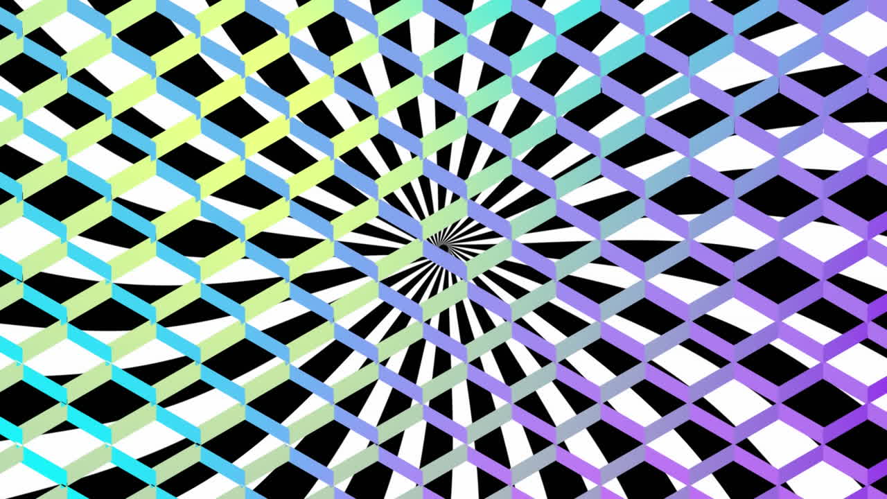 Colourful diamond shaped mesh on yellow and pink