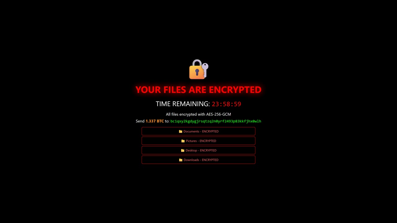 A login window appears with fields for username and password. Animation highlights hacking activities targeting the system, creating a sense of urgency and control